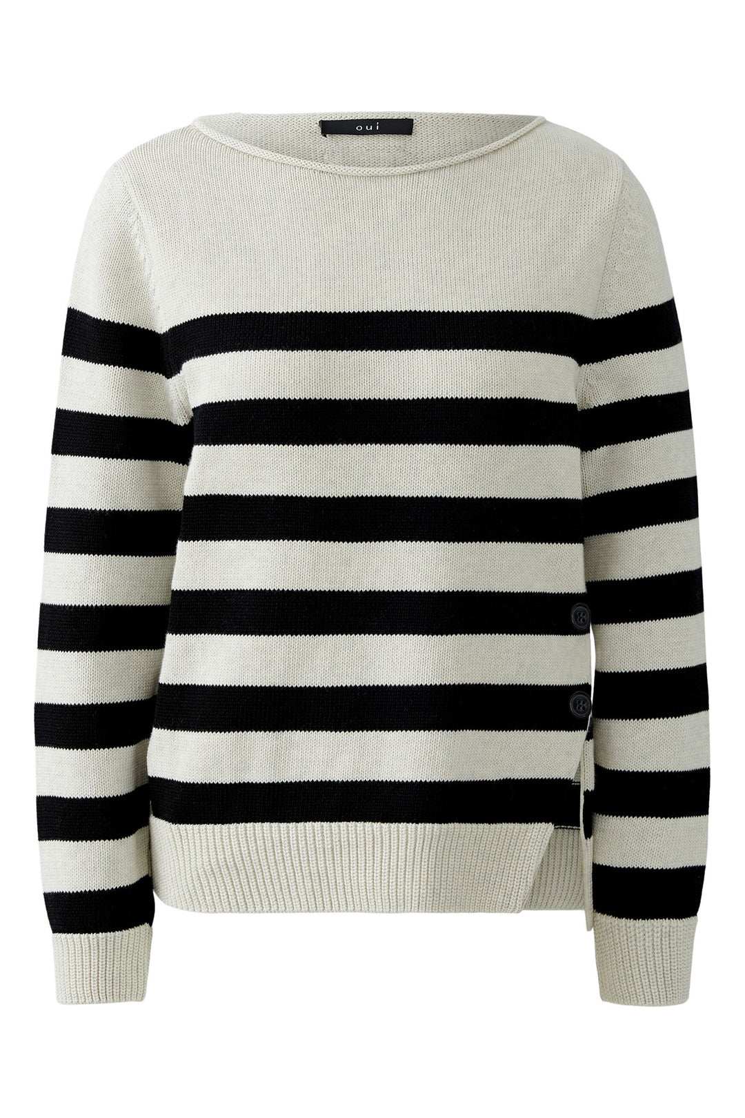 Black and white striped sweater on a white background