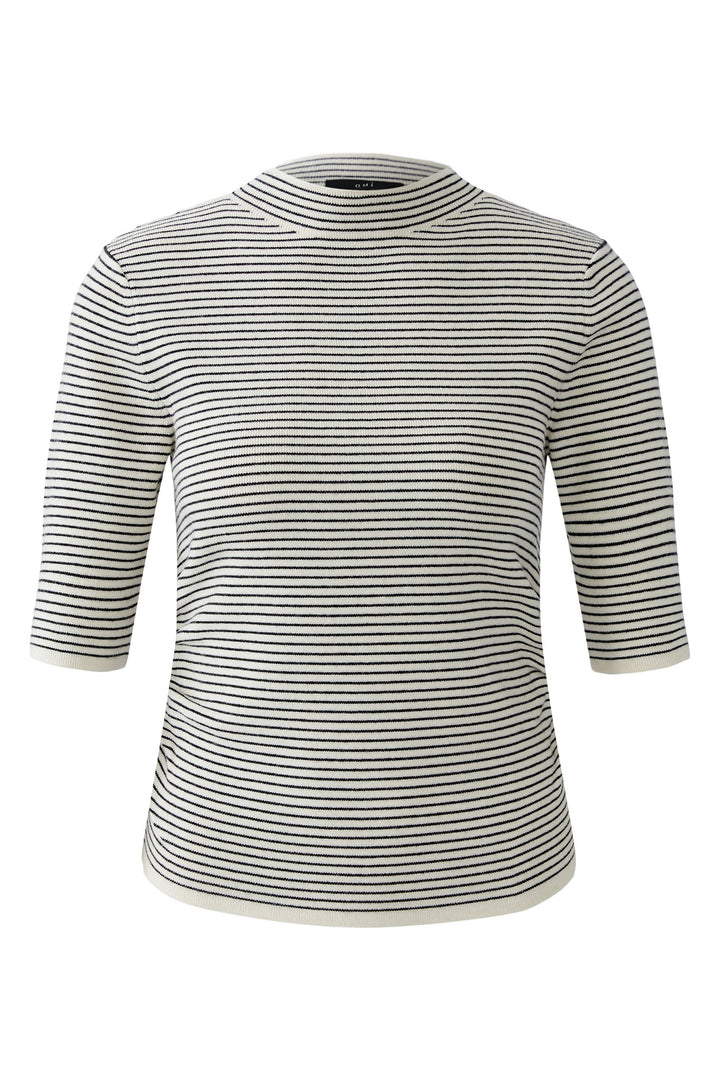 Striped shirt with three-quarter sleeves on a white background