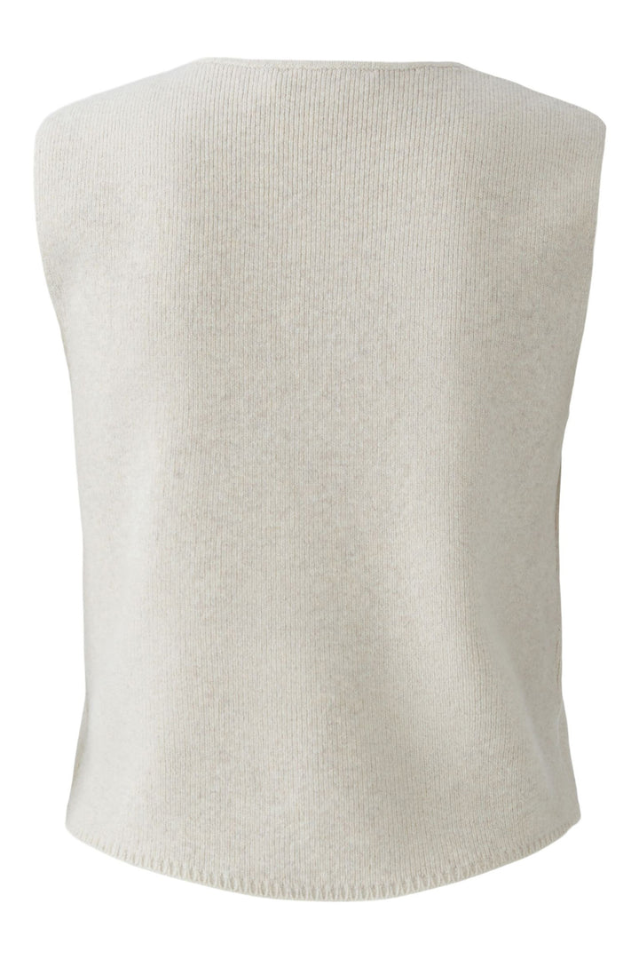 Oui 86170 Light Beige Melange Knitted Waistcoat Cardigan