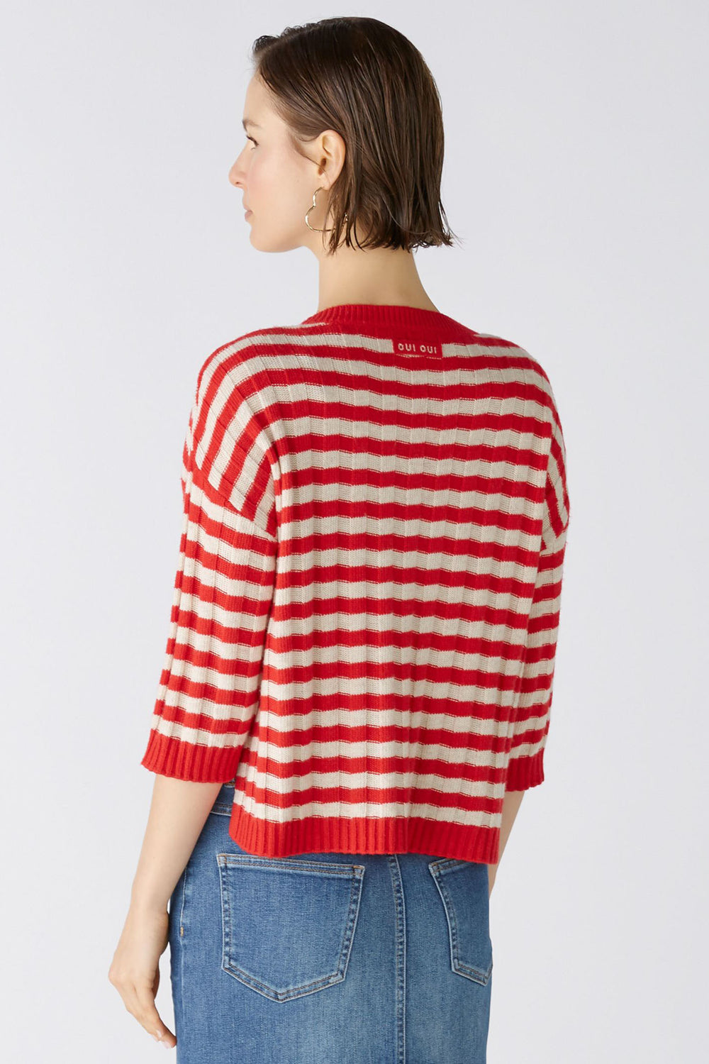 Oui 86632 Red Stone Stripe Chilli Jumper - Olivia Grace Fashion