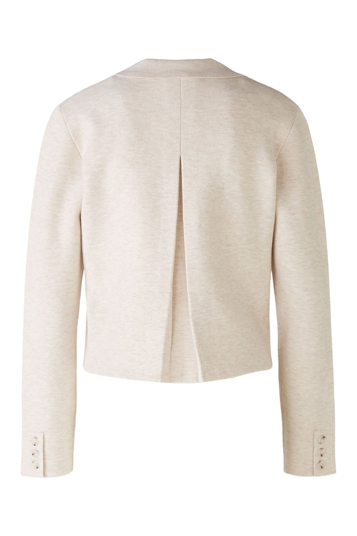 Oui 86688 Light Beige Melange Two Button Knitted Cropped Jacket - Olivia Grace Fashion