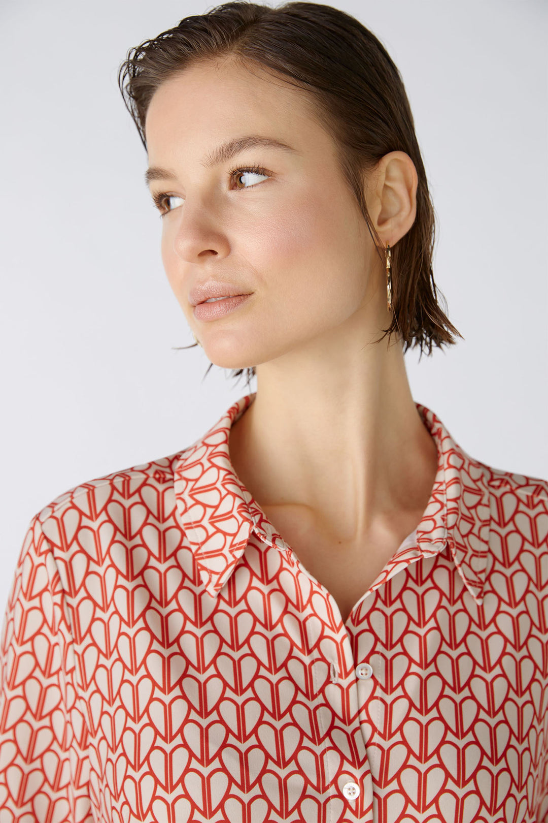 Oui 86775 White Red Heart Print Blouse - Olivia Grace Fashion