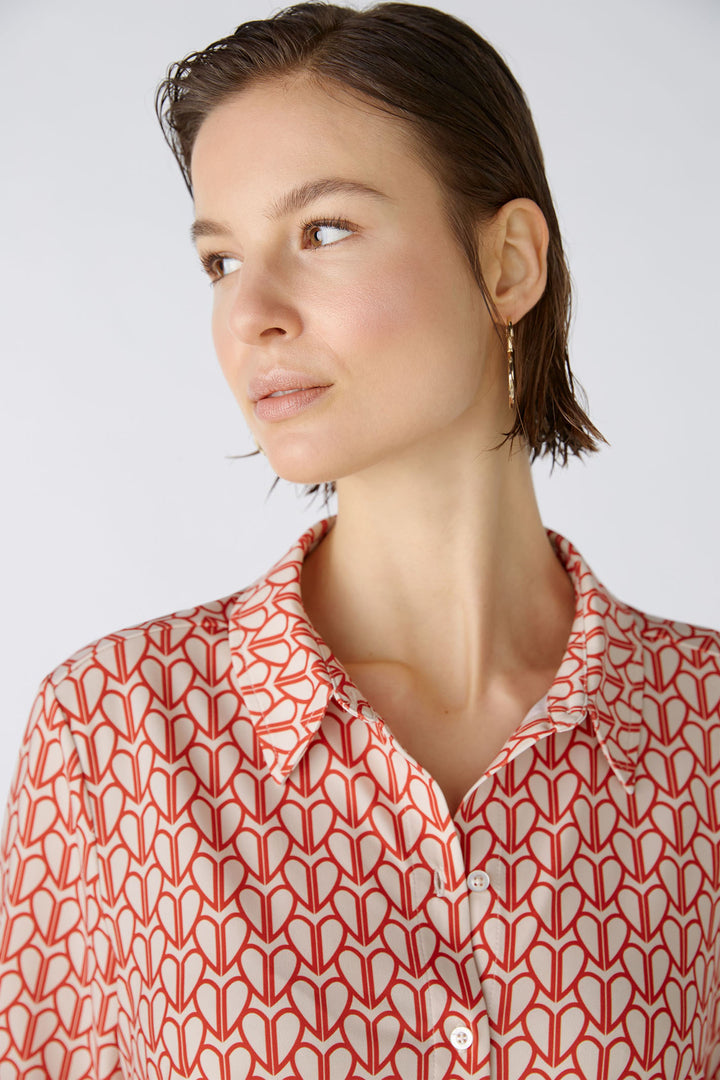 Oui 86775 White Red Heart Print Blouse - Olivia Grace Fashion