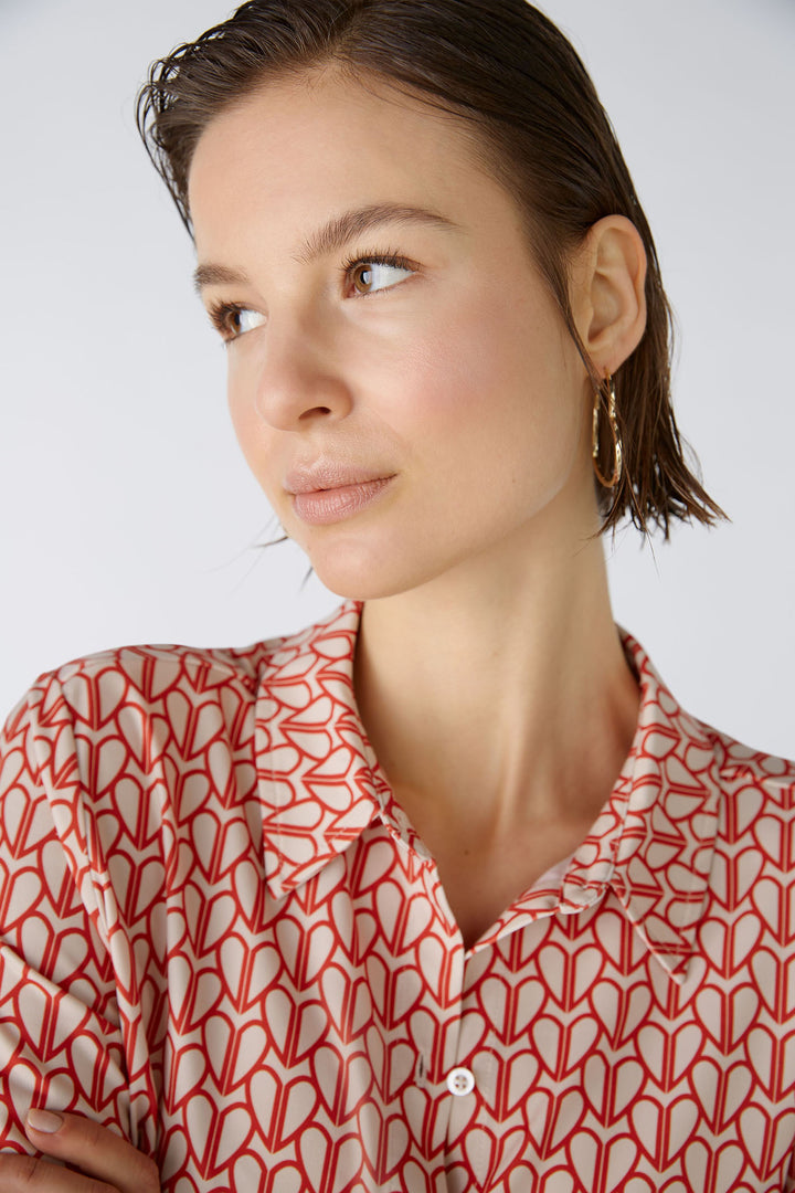 Oui 86775 White Red Heart Print Blouse - Olivia Grace Fashion