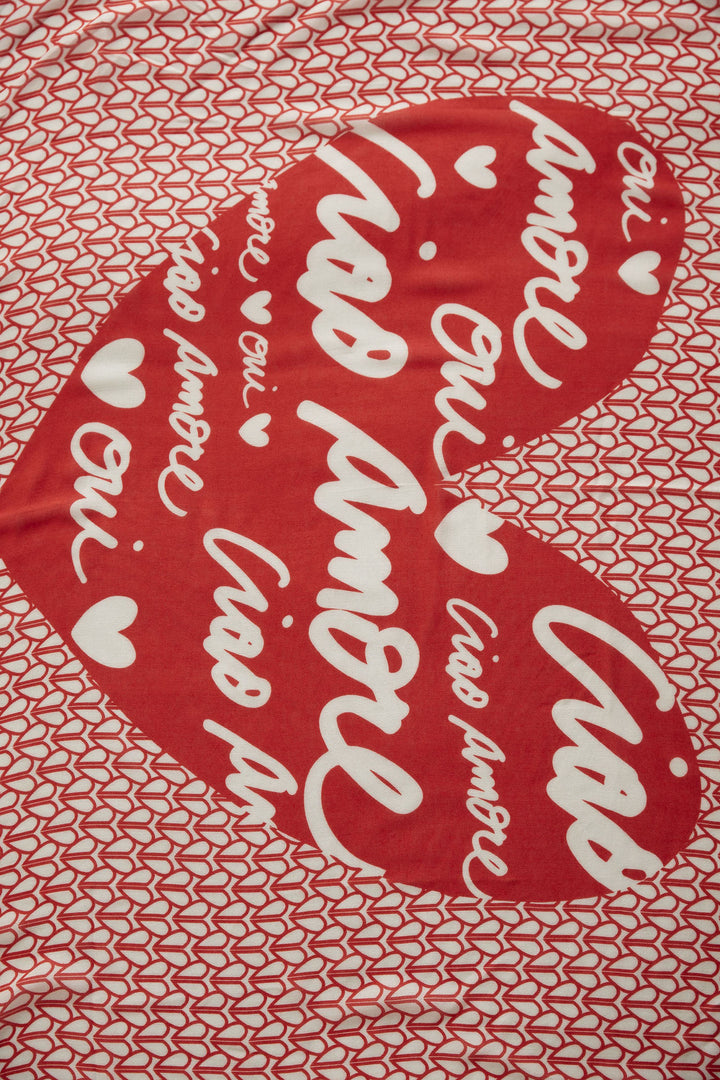 Oui 86794 Red White Heart Print Scarf - Olivia Grace Fashion