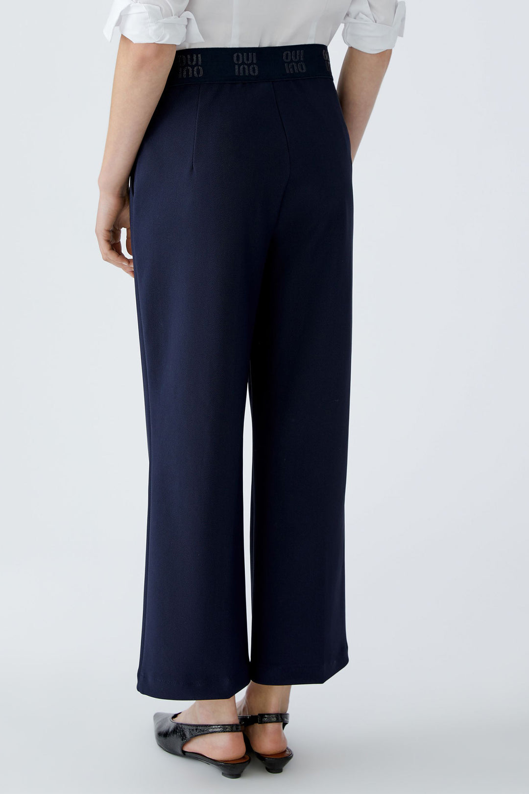 Oui 86917 Pull-On Culotte Trousers Dark Blue 5742 - Olivia Grace Fashion