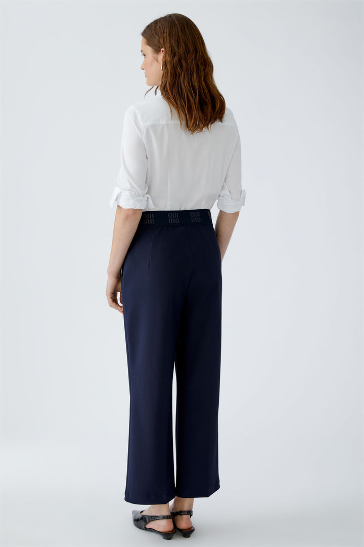Oui 86917 Pull-On Culotte Trousers Dark Blue 5742 - Olivia Grace Fashion
