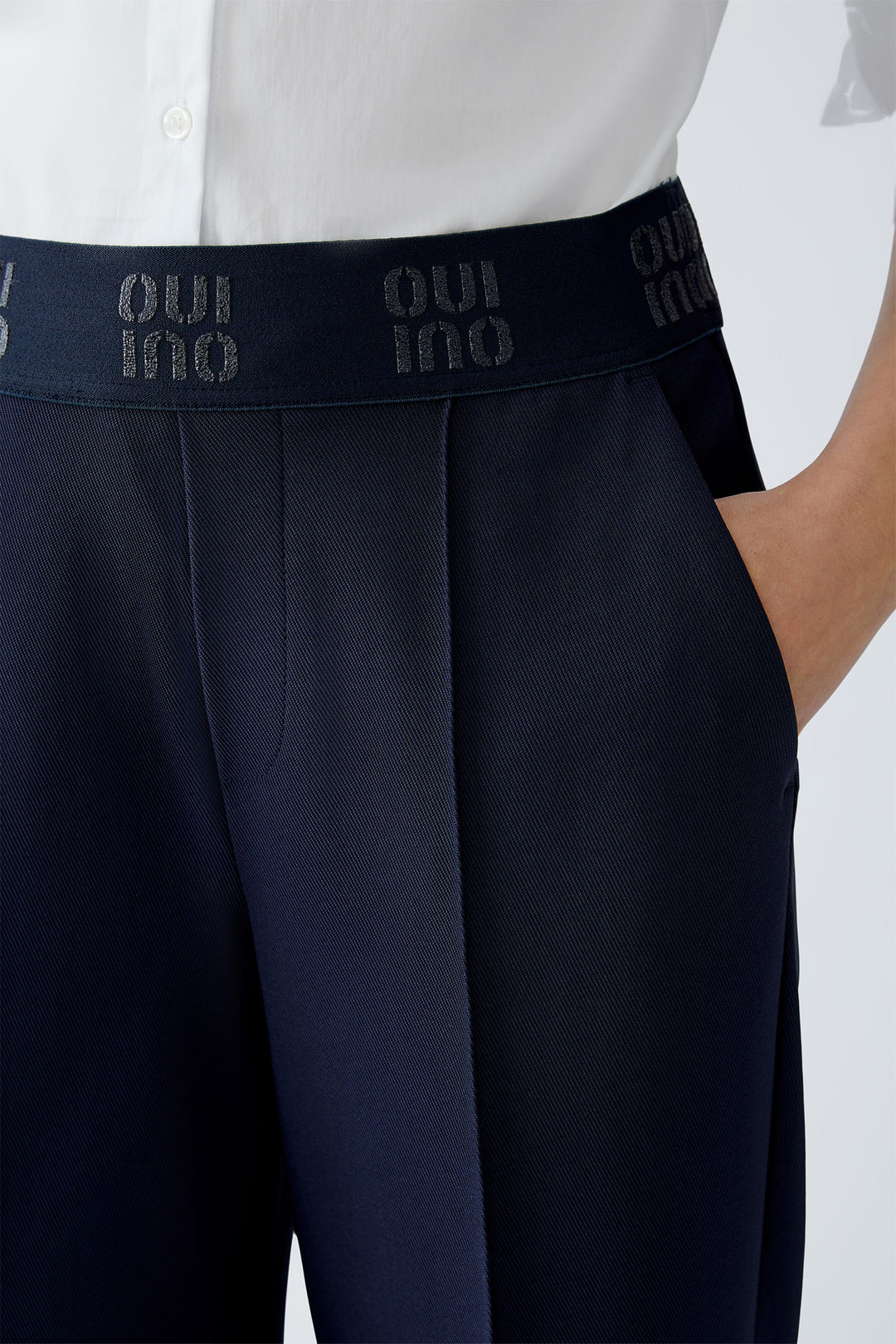 Oui 86917 Pull-On Culotte Trousers Dark Blue 5742 - Olivia Grace Fashion