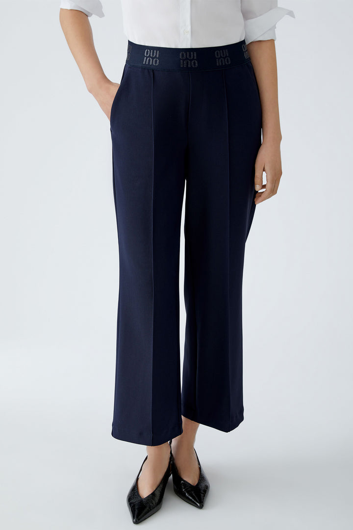Oui 86917 Pull-On Culotte Trousers Dark Blue 5742 - Olivia Grace Fashion