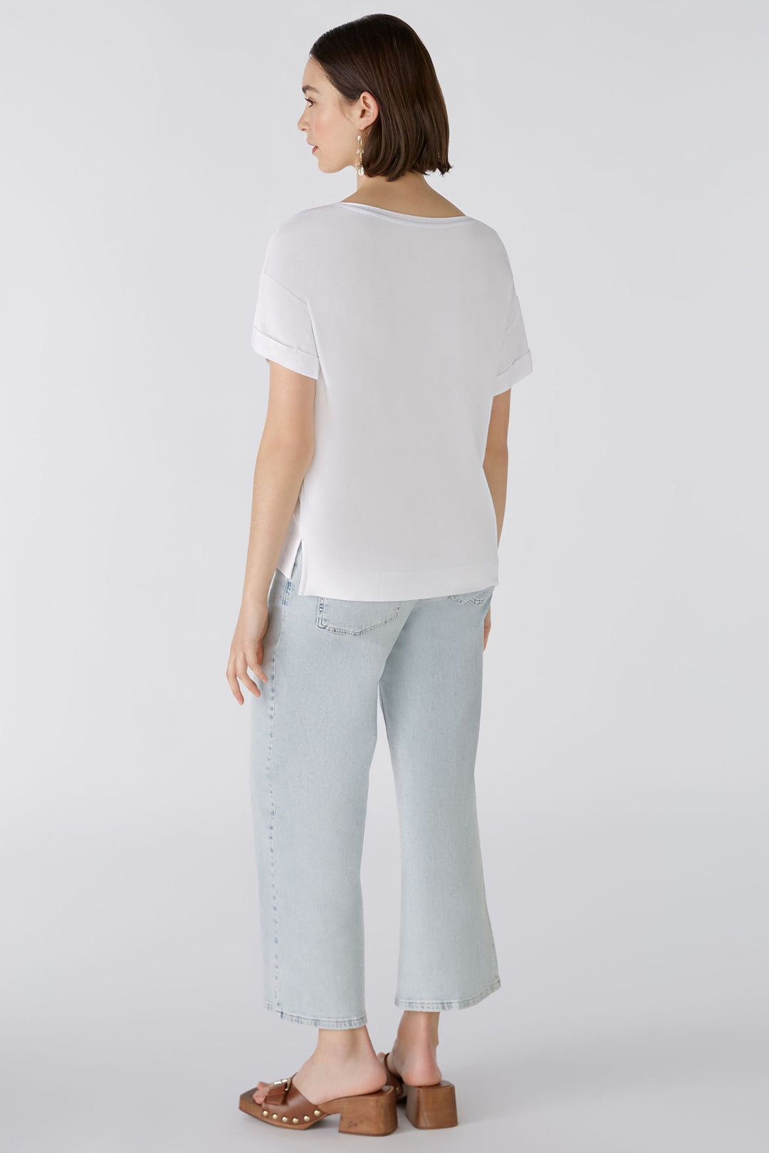 Oui 87384 Optic White Blue Fashionista Motif T-Shirt - Olivia Grace Fashion