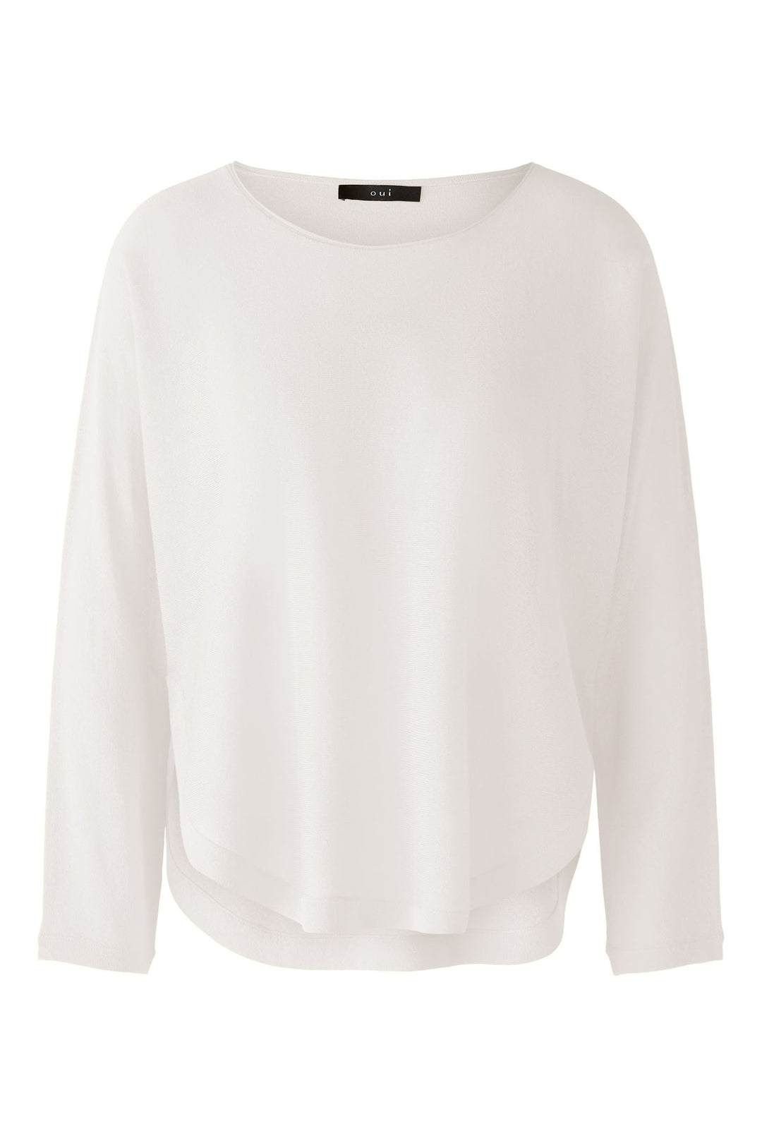 Oui 87457 Optic White Shirt Hem Jumper - Olivia Grace Fashion