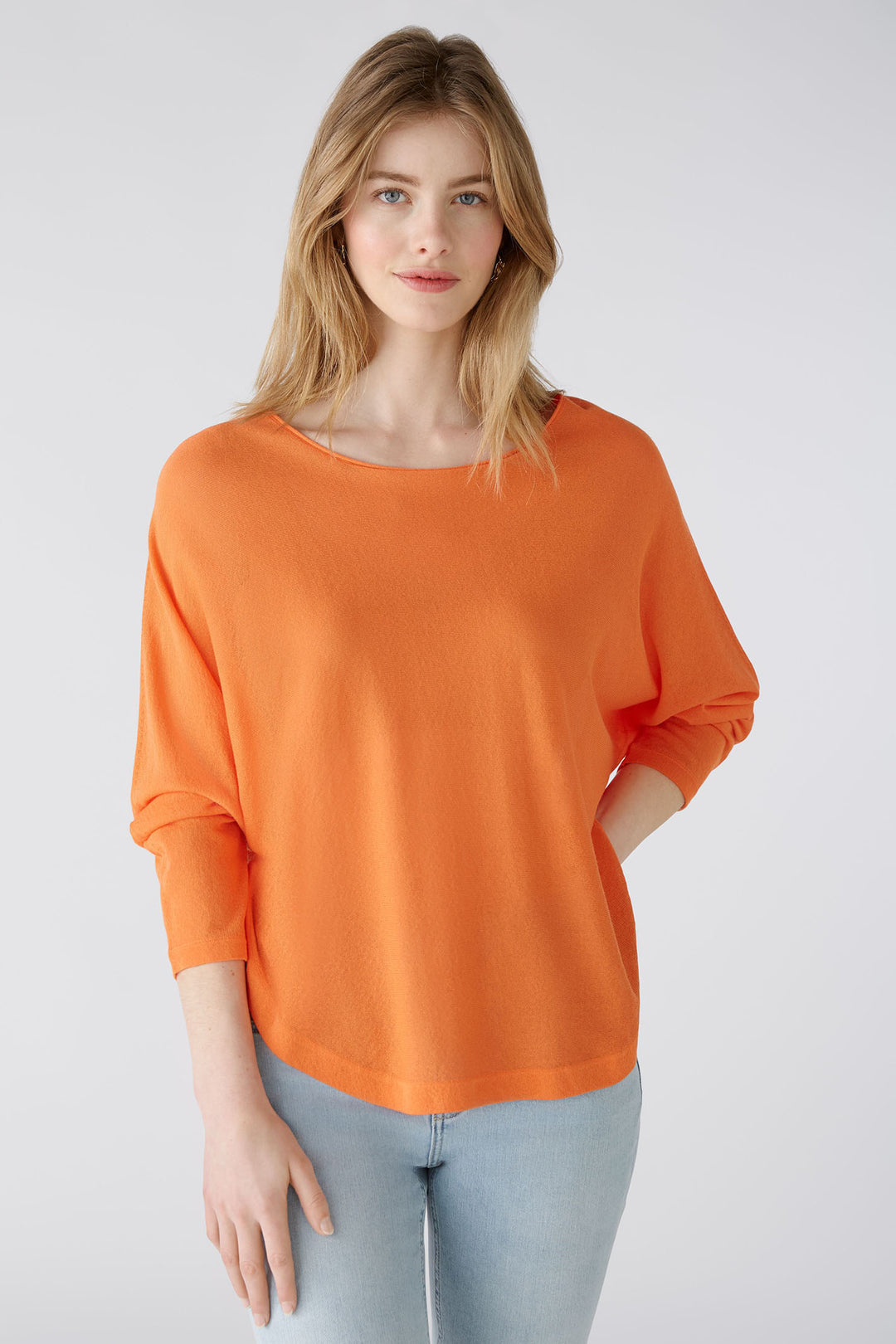 Oui 87457 Vermillion Orange Shirt Hem Jumper - Olivia Grace Fashion