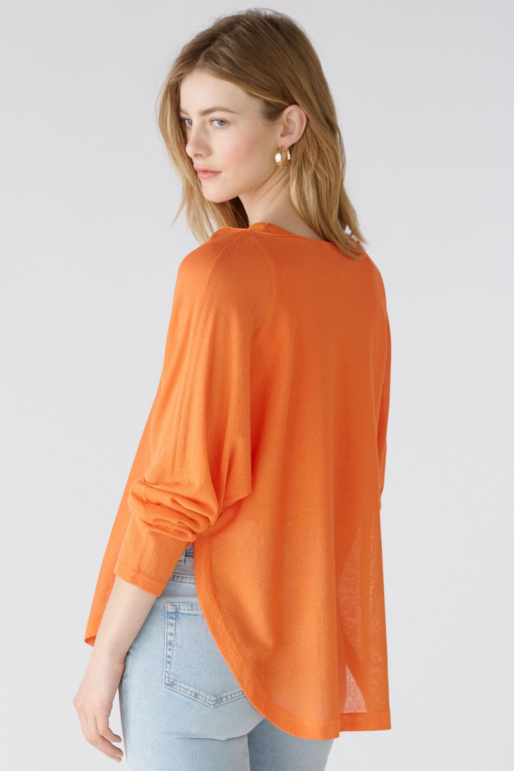 Oui 87457 Vermillion Orange Shirt Hem Jumper - Olivia Grace Fashion