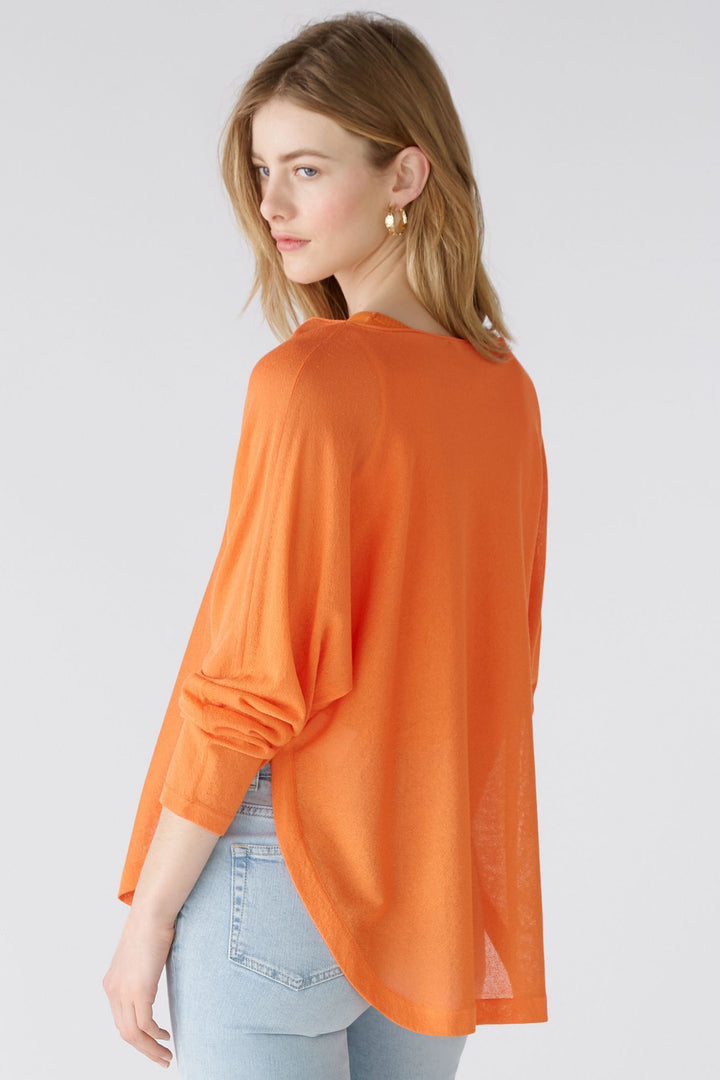 Oui 87457 Vermillion Orange Shirt Hem Jumper - Olivia Grace Fashion