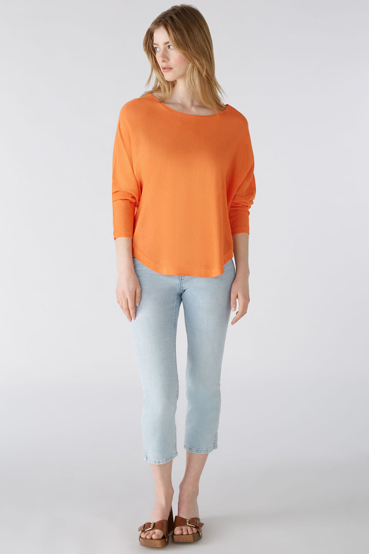 Oui 87457 Vermillion Orange Shirt Hem Jumper - Olivia Grace Fashion