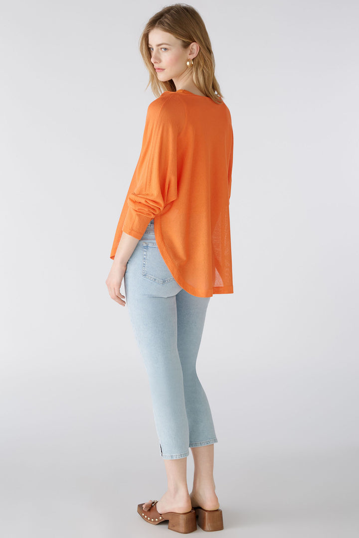 Oui 87457 Vermillion Orange Shirt Hem Jumper - Olivia Grace Fashion
