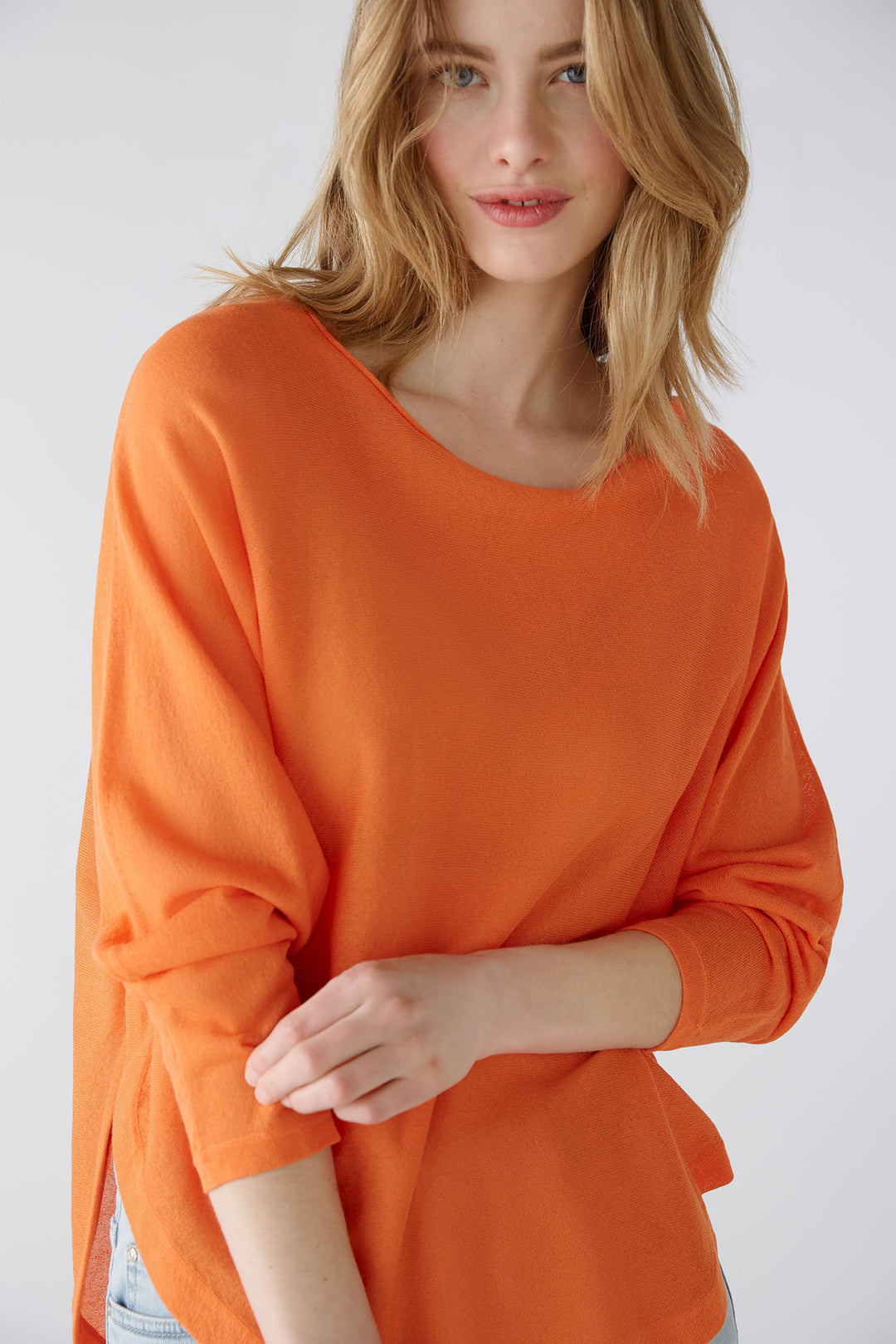 Oui 87457 Vermillion Orange Shirt Hem Jumper - Olivia Grace Fashion