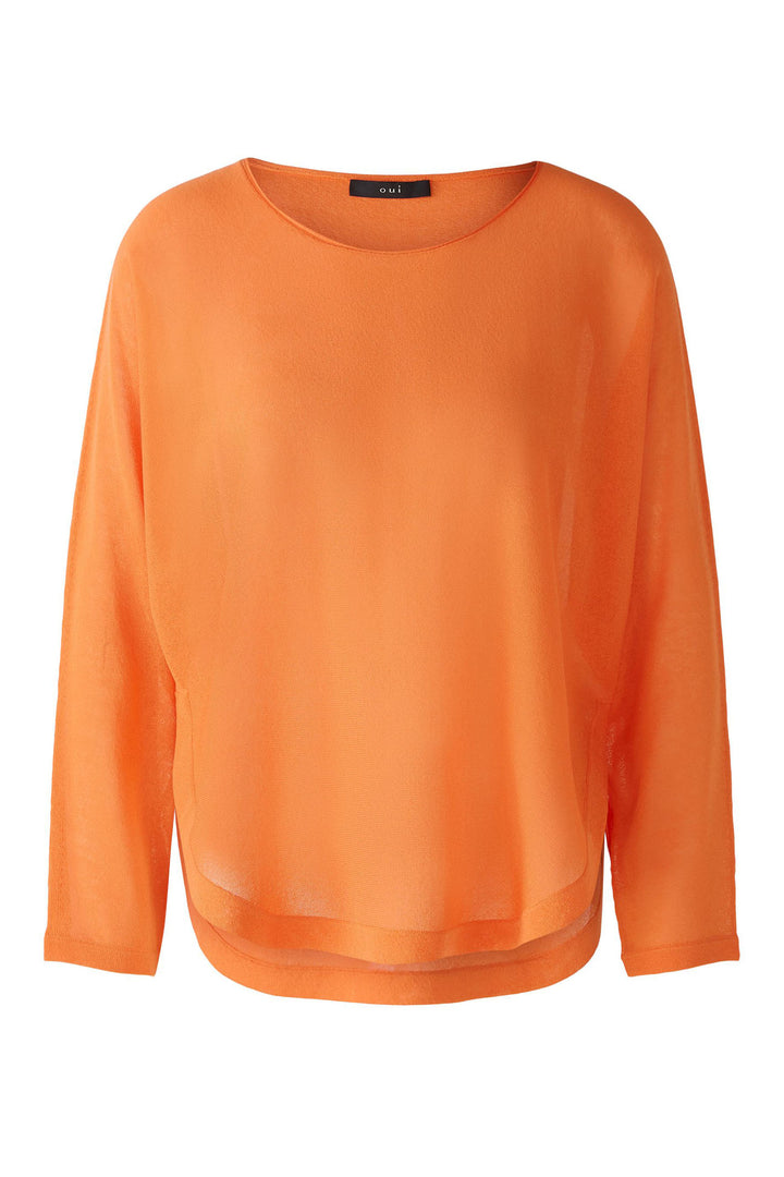 Oui 87457 Vermillion Orange Shirt Hem Jumper - Olivia Grace Fashion