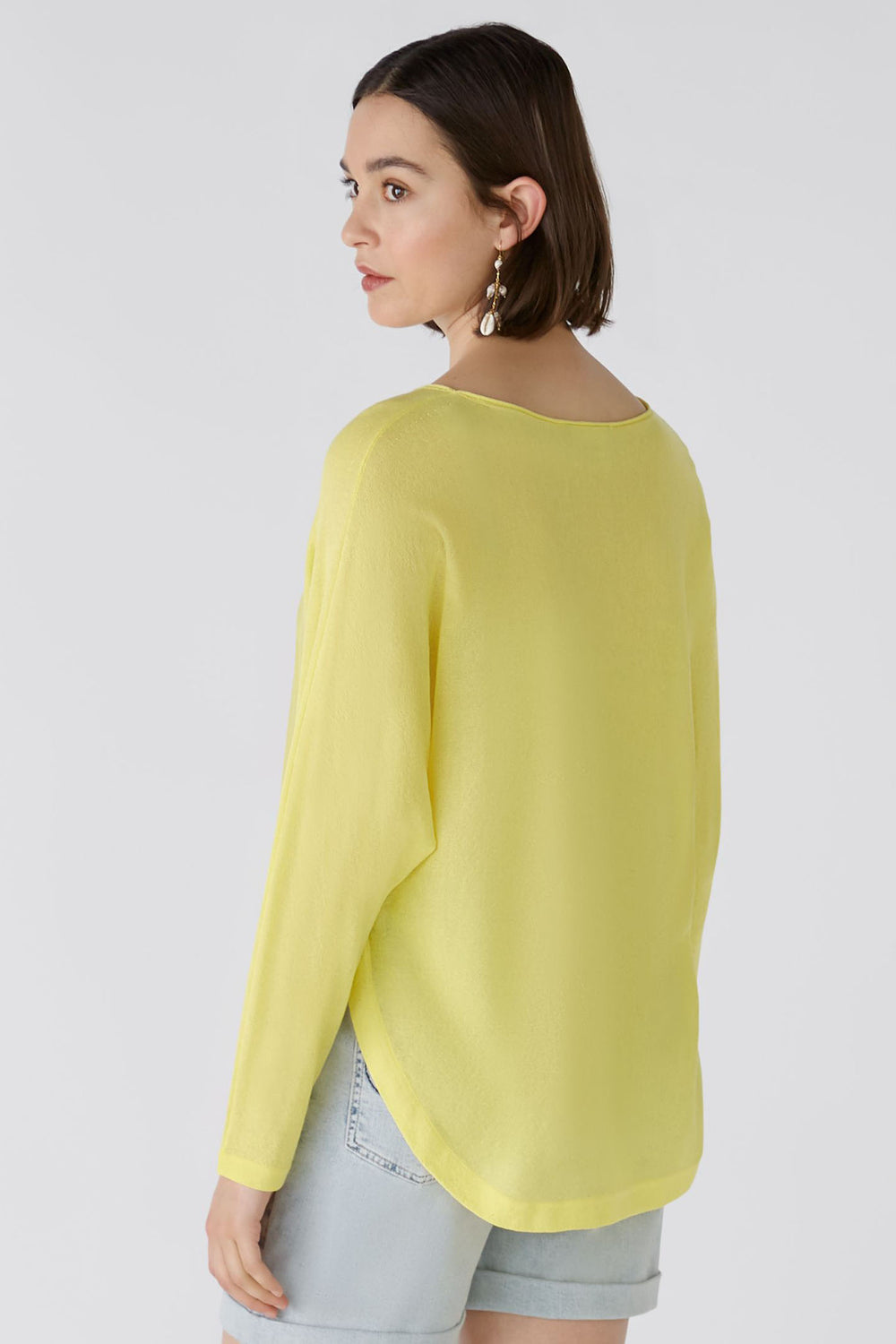 Oui 87457 Yellow Shirt Hem Jumper - Olivia Grace Fashion