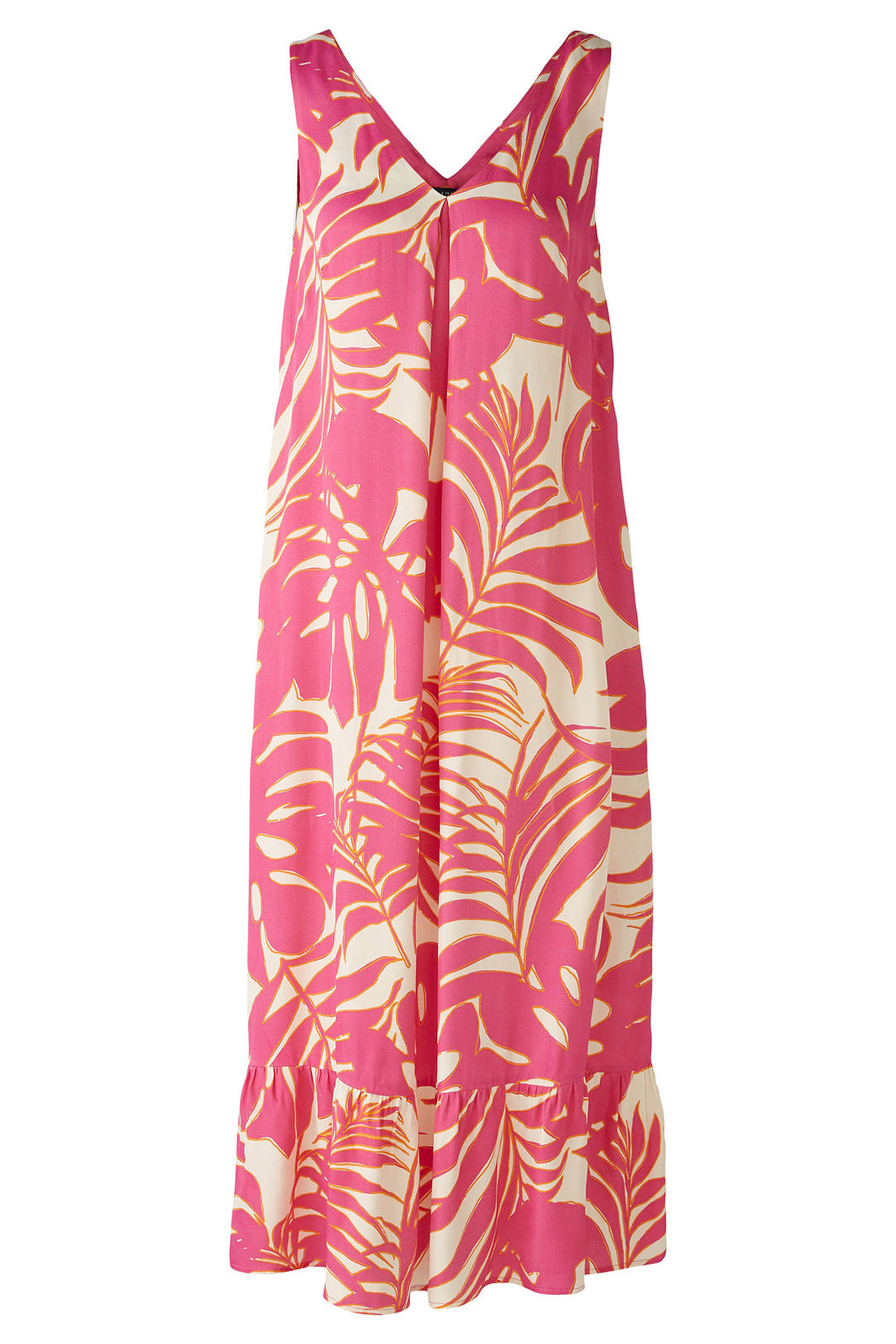 Oui 87549 Pink White Palm Print Sleeveless Dress - Olivia Grace Fashion