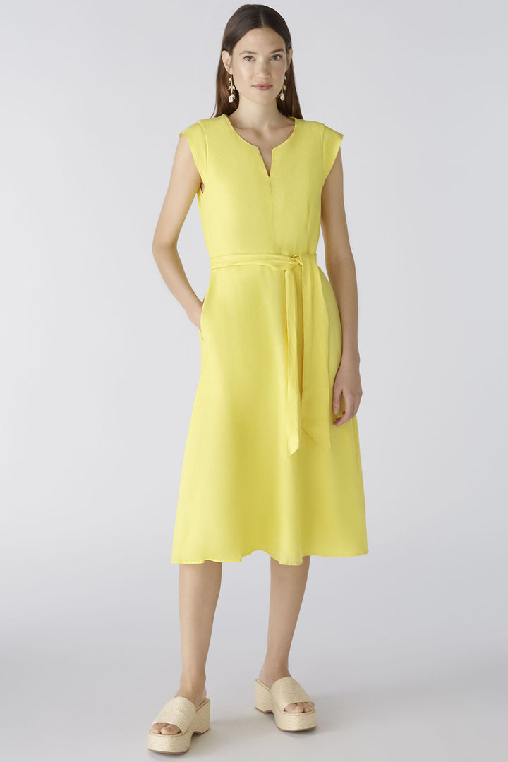 Oui 87553 Yellow Cap Sleeve Linen Dress - Olivia Grace Fashion