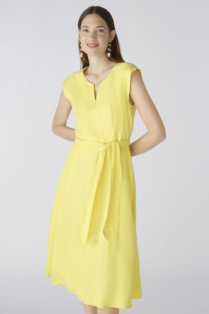 Oui 87553 Yellow Cap Sleeve Linen Dress - Olivia Grace Fashion