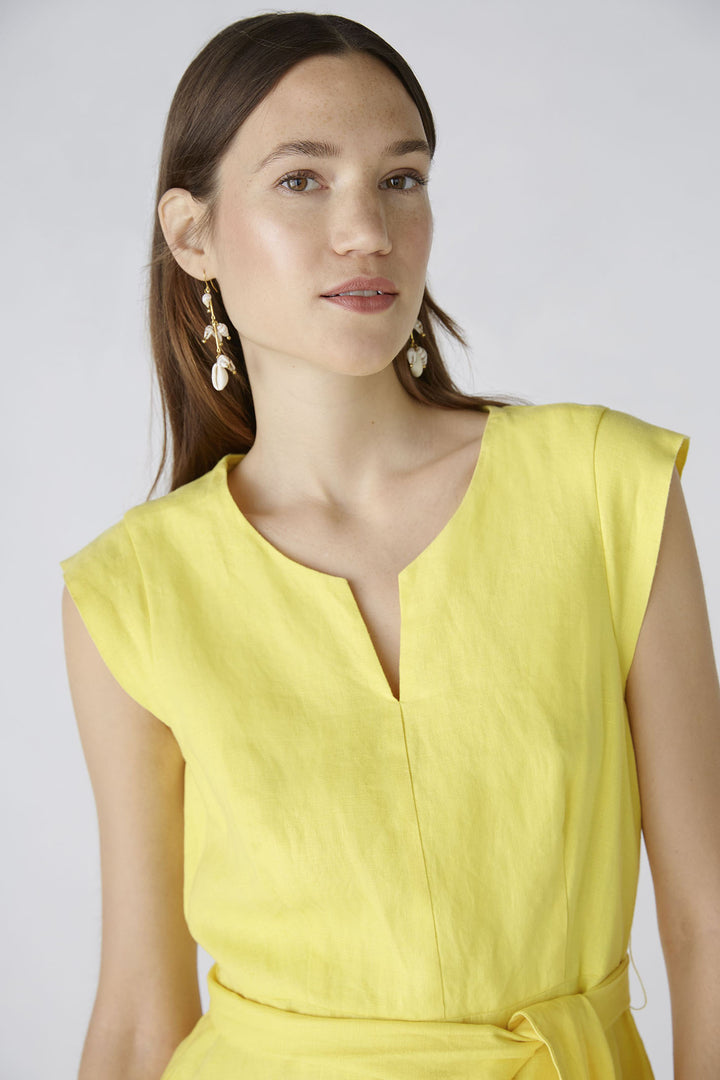 Oui 87553 Yellow Cap Sleeve Linen Dress - Olivia Grace Fashion