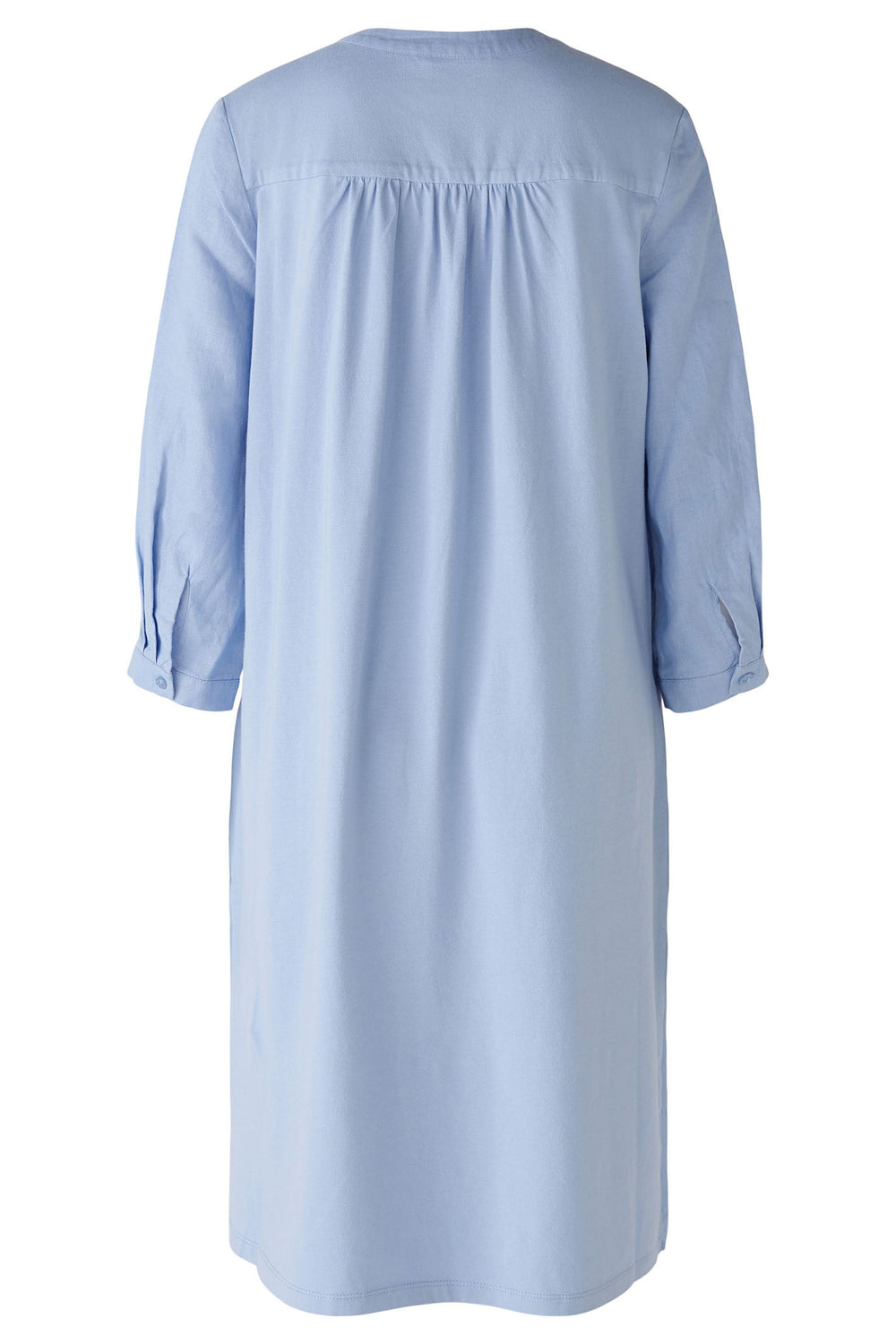 Oui 87560 Light Blue Split Neck Linen Dress - Olivia Grace Fashion