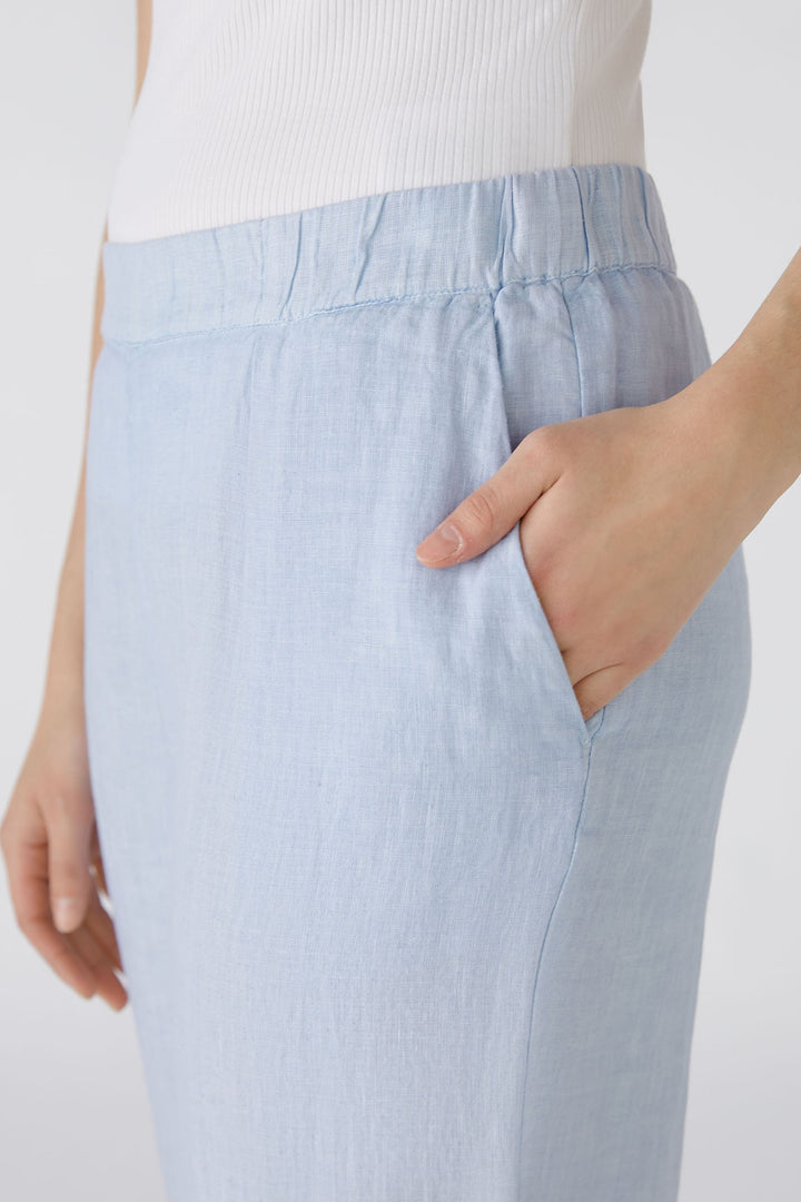 Oui 87581 Light Blue Culotte Wide Leg Pull-On Trousers - Olivia Grace Fashion