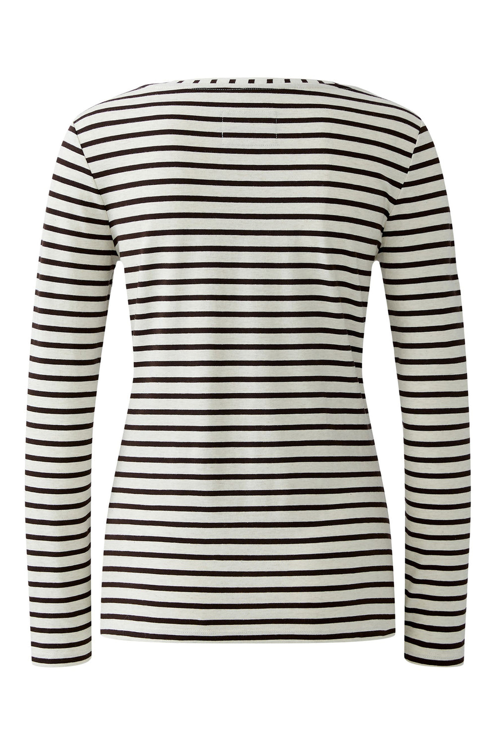 Brown and white striped long-sleeve shirt on a white background
