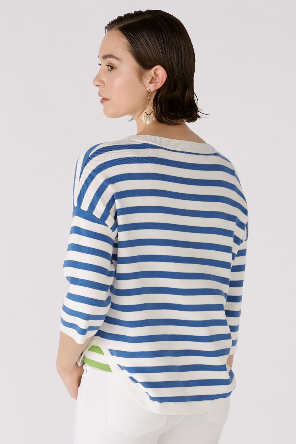 Oui 88235 White Blue Stripe Aloha Jumper - Olivia Grace Fashion