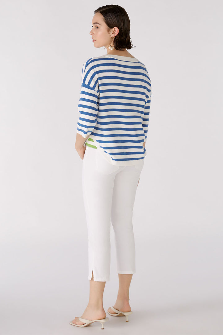 Oui 88235 White Blue Stripe Aloha Jumper - Olivia Grace Fashion
