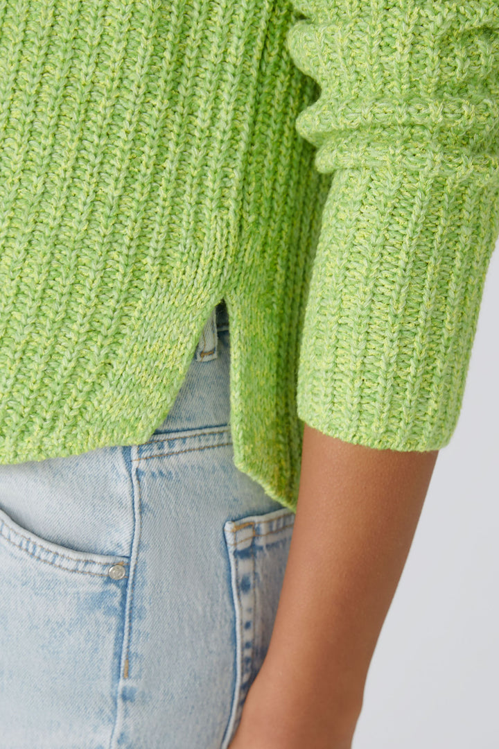 Oui 88325 Naolin Light Green Ribbed Shirt Hem Style Jumper - Olivia Grace Fashion