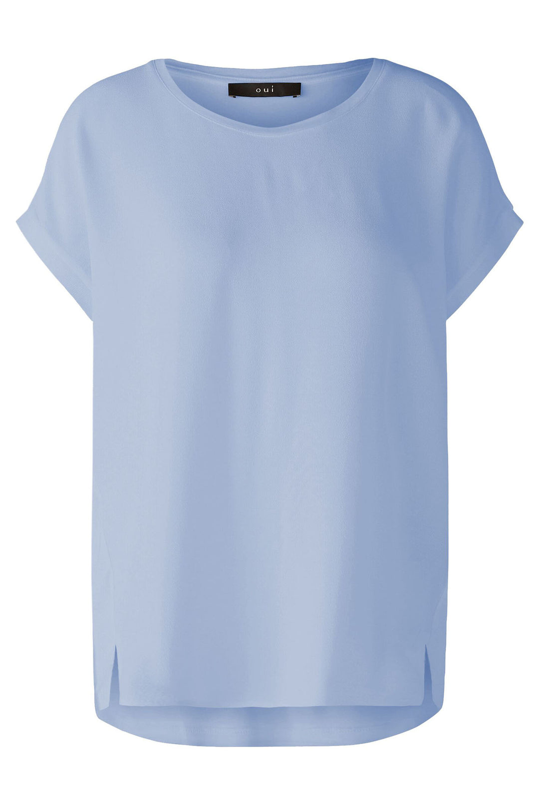 Oui 88335 Ayano Light Blue Short Sleeve Wide Neck Top - Olivia Grace Fashion