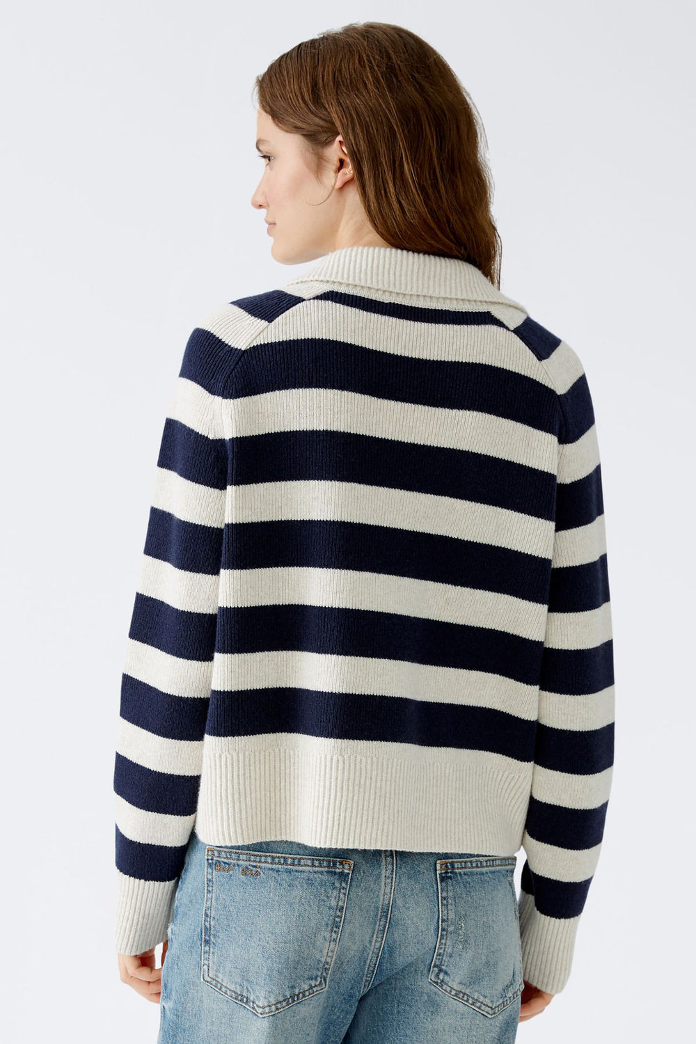 Oui Jumper White Blue Stripe 89921-0105 - Olivia Grace Fashion