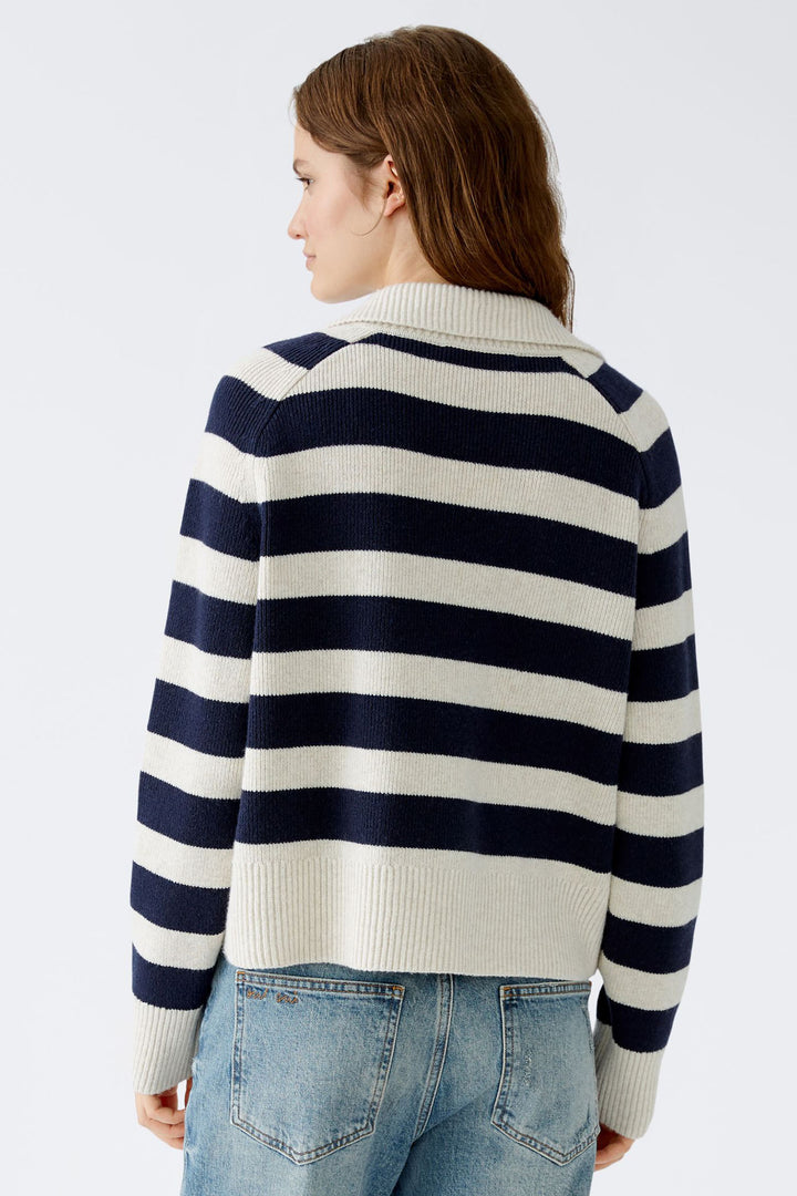 Oui Jumper White Blue Stripe 89921-0105 - Olivia Grace Fashion