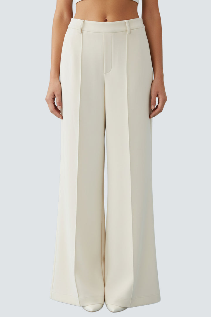 Oui 91771 Whitecap Cream Wide Leg Trousers 1088