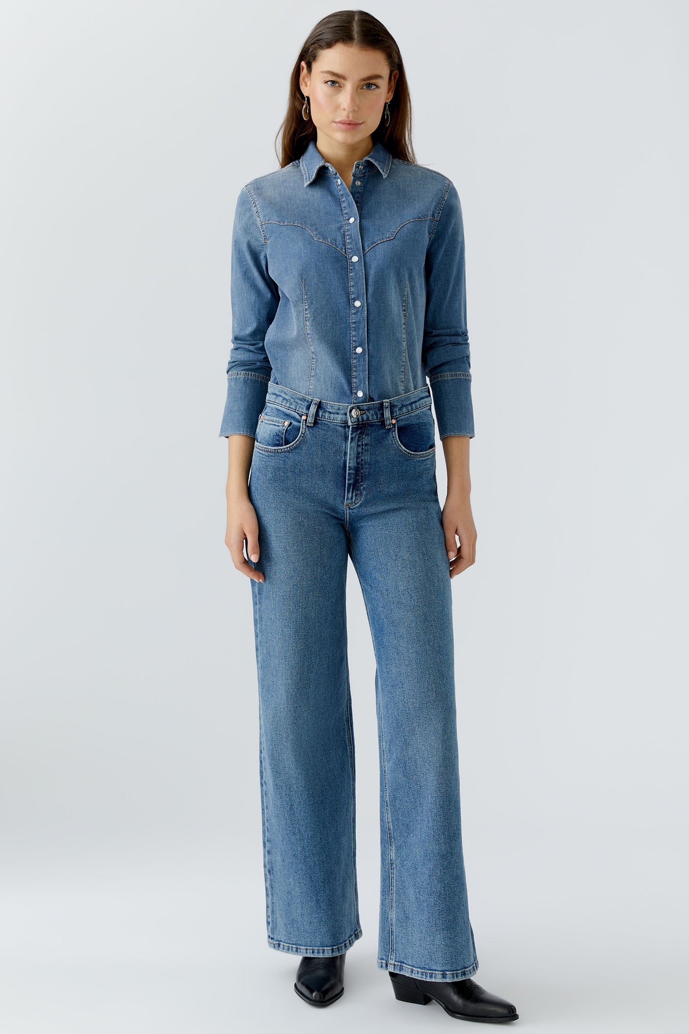 Oui 94239 5300 Blue Denim Yolk Detail Shirt – Olivia Grace Fashion