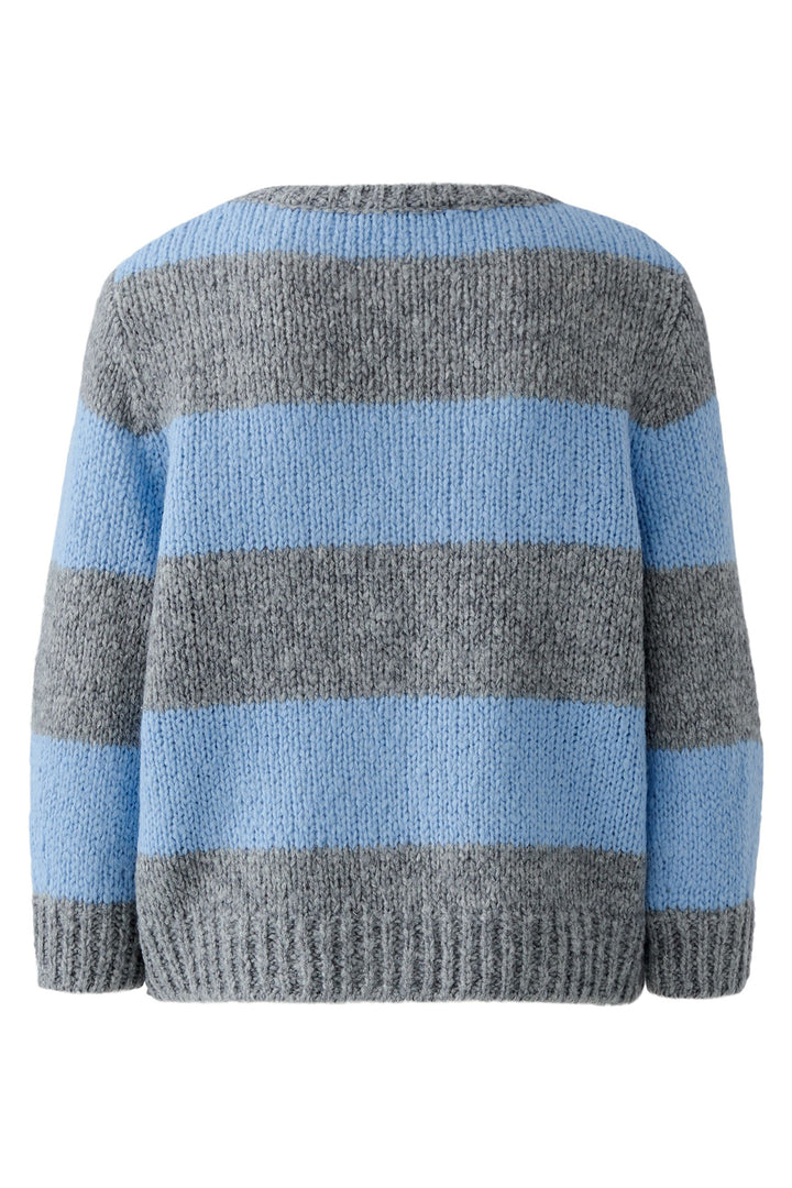 Oui 94307 Esmy Grey Blue Stripe Jumper 0703
