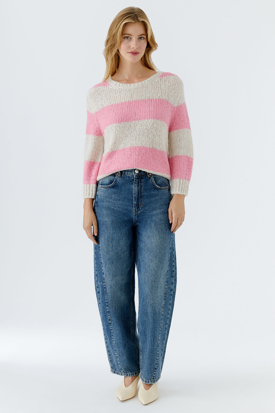Oui 94307 Esmy Light Stone Red Stripe Jumper 0703