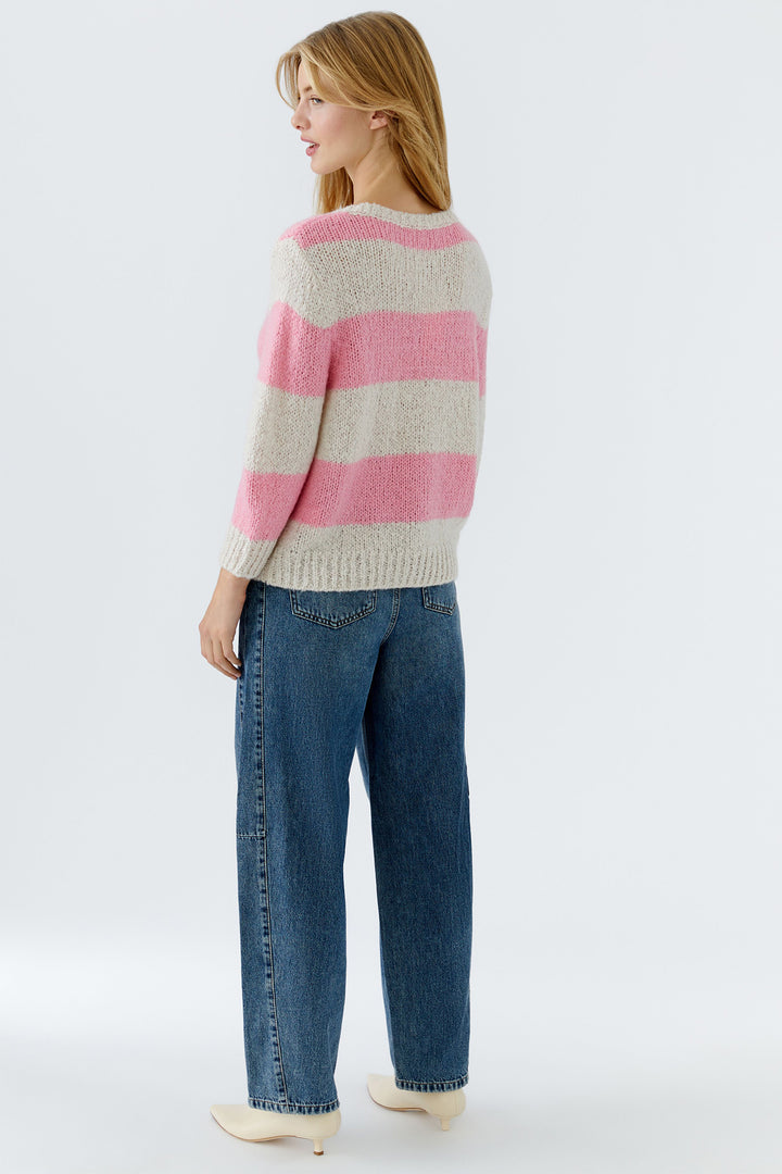 Oui 94307 Esmy Light Stone Red Stripe Jumper 0703