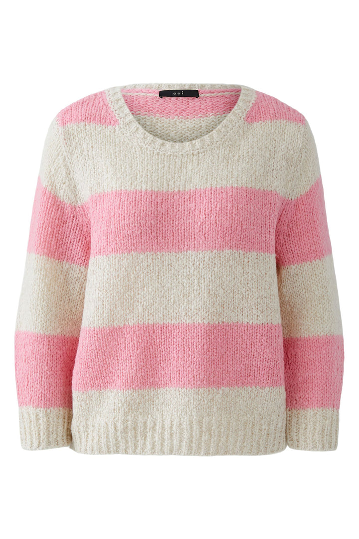 Oui 94307 Esmy Light Stone Red Stripe Jumper 0703