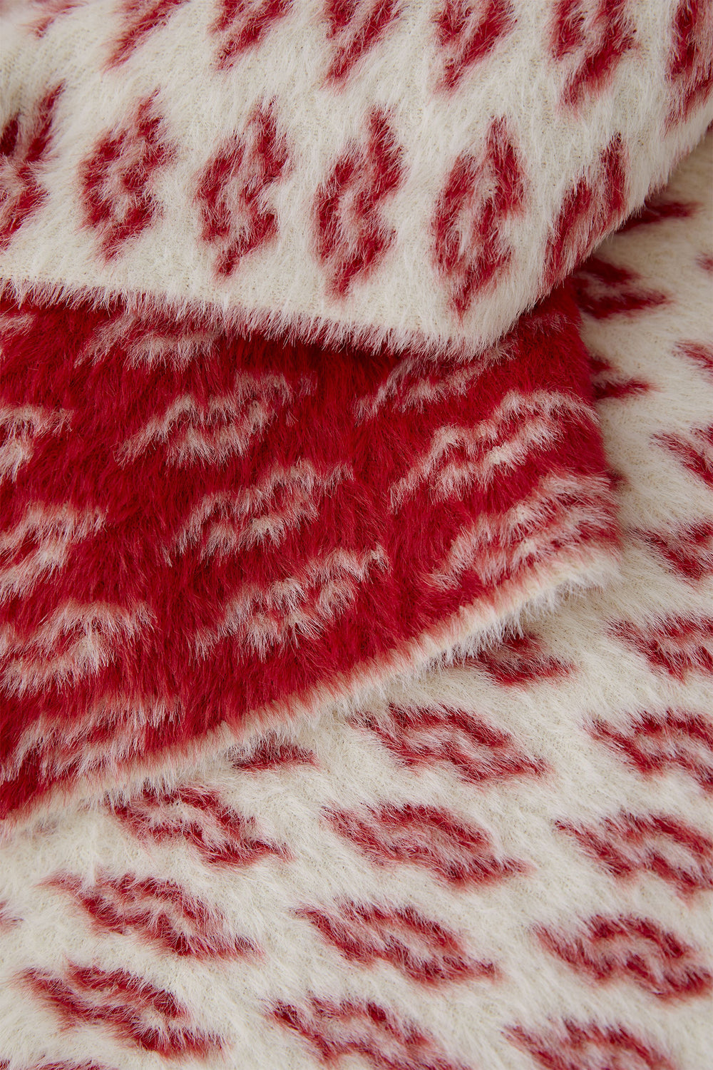 Close-up of red and white patterned fabric