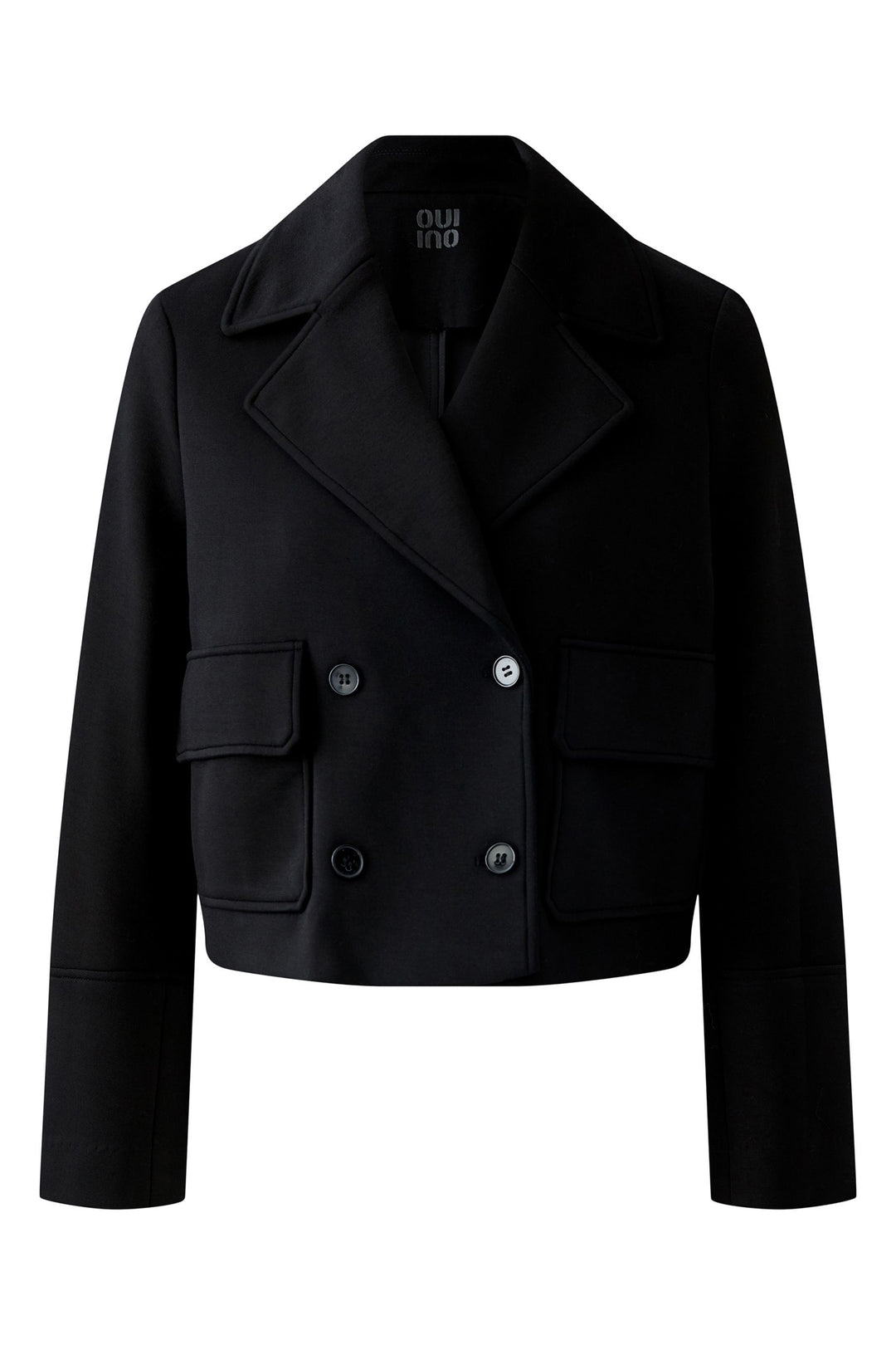 Oui 94352 Black Double Breasted Jacket 9990 - Olivia Grace Fashion