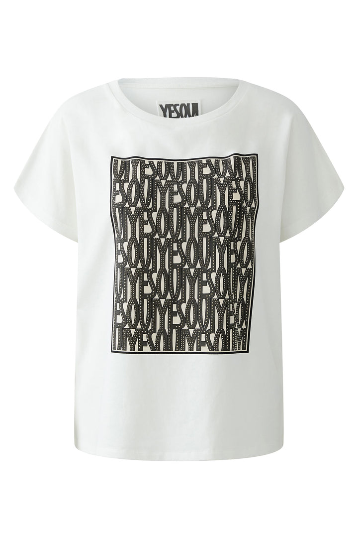 Oui 94930 Cloud Dancer White Yes Motif T-Shirt 1006