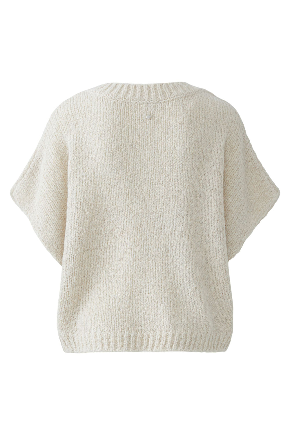 Oui 95030 Light Beige Melange V Neck Short Sleeve Jumper 7065 - Olivia Grace Fashion