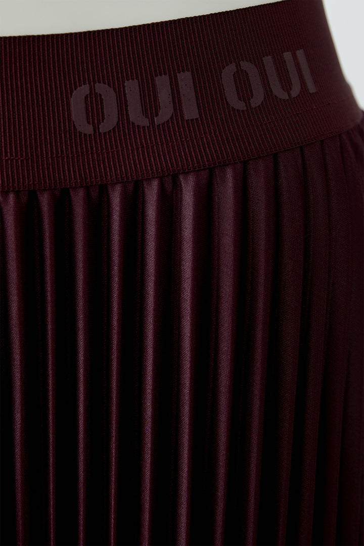 Oui 95398 Pleated Pull-On Midi Skirt Bramble Berry 3912 - Olivia Grace Fashion
