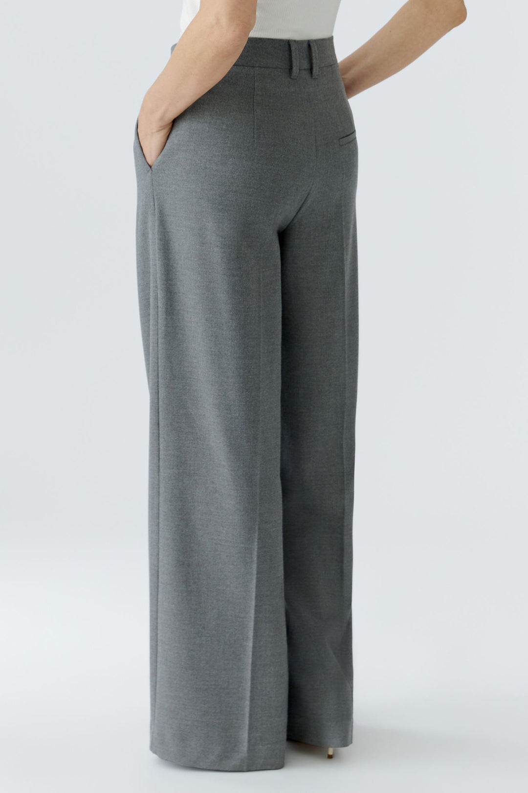 Oui 95949 Grey Pleated Wide Leg Trousers 9517