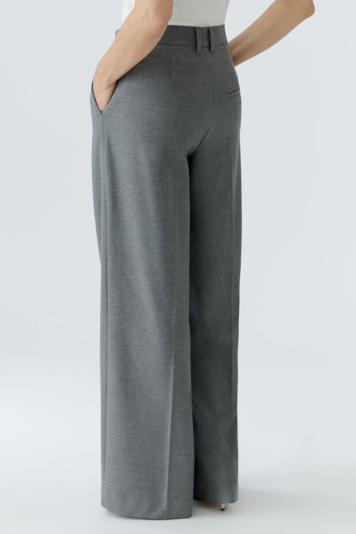 Oui 95949 Grey Pleated Wide Leg Trousers 9517