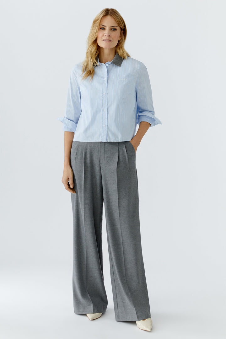 Oui 95949 Grey Pleated Wide Leg Trousers 9517